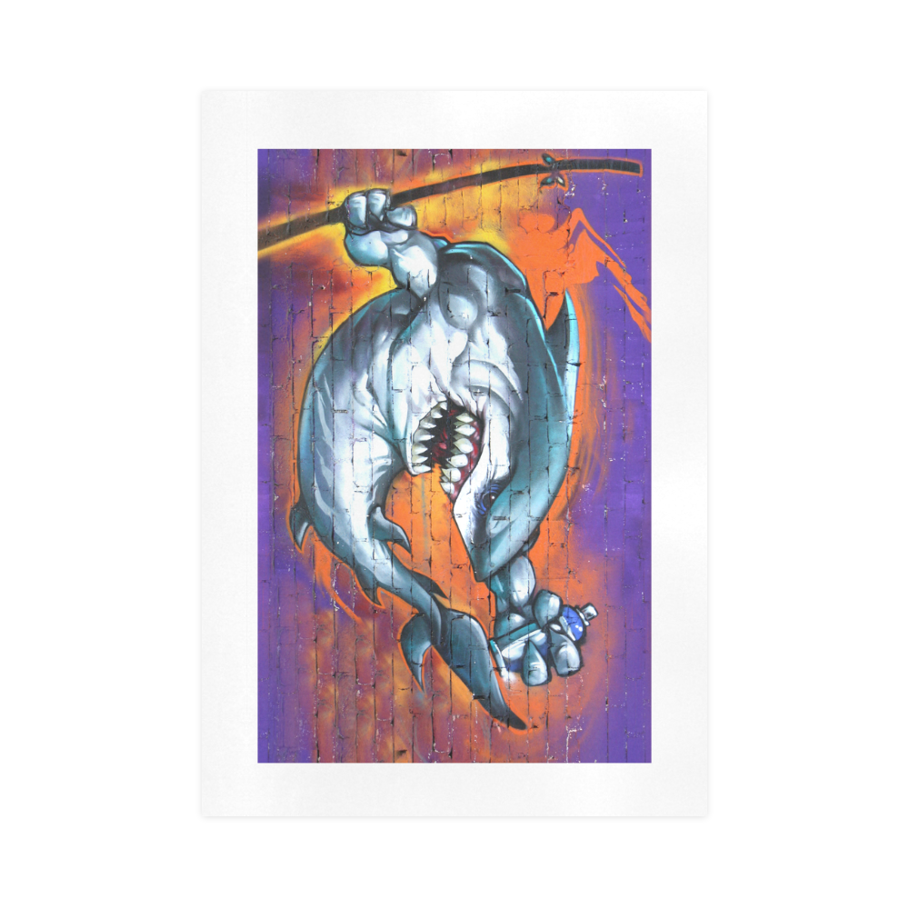 Graffiti Shark Brick Wall Art Print 16‘’x23‘’