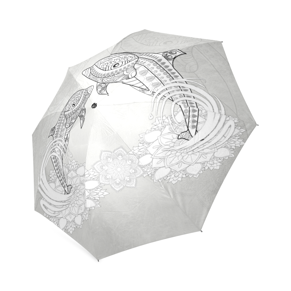 Funny dolphin, mandala design Foldable Umbrella (Model U01)