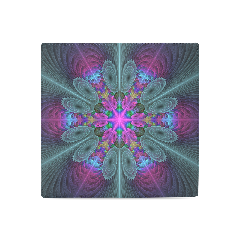 Mandala From Center Colorful Fractal Art With Pink Women's Leather Wallet (Model 1611)
