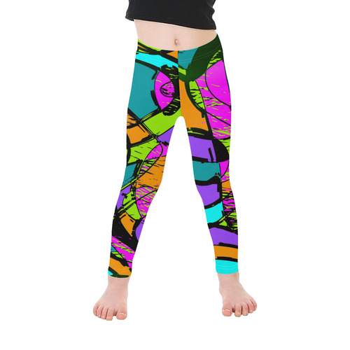 Abstract Art Squiggly Loops Multicolored Kid's Ankle Length Leggings (Model L06)