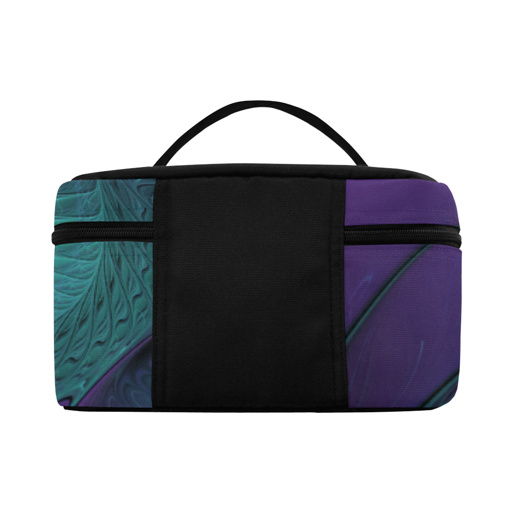 Purple meets Turquoise modern abstract Fractal Art Cosmetic Bag/Large (Model 1658)