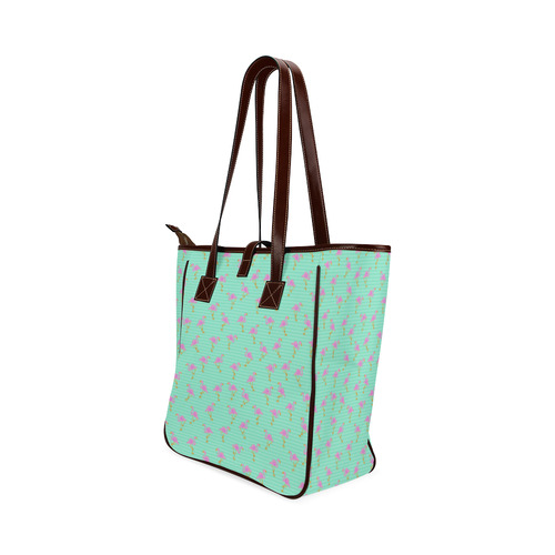 Pink and Green Flamingo Pattern Classic Tote Bag (Model 1644)