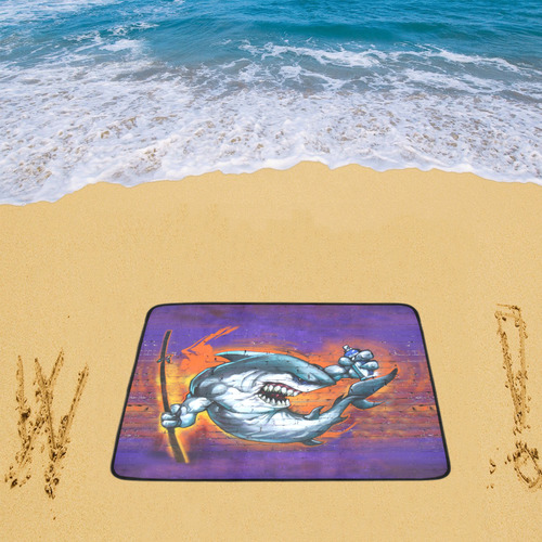 Graffiti Shark Brick Wall Beach Mat 78"x 60"