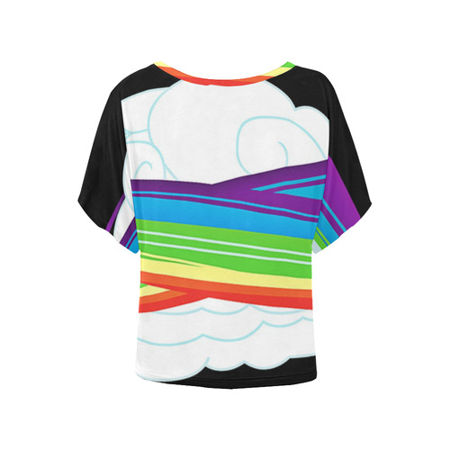 flying with rainbow dash Women's Batwing-Sleeved Blouse T shirt (Model T44)