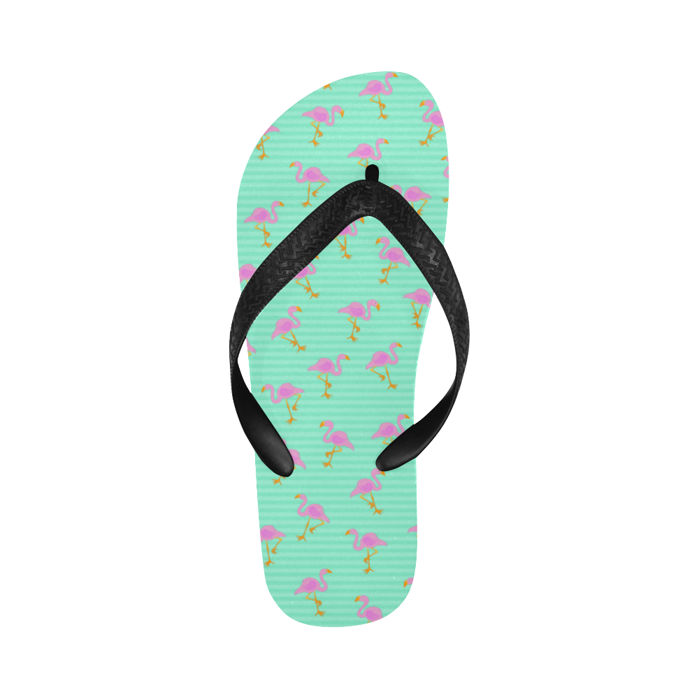 Pink and Green Flamingo Pattern Flip Flops for Men/Women (Model 040)