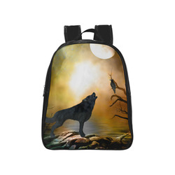 Lonely wolf in the night School Backpack (Model 1601)(Medium)