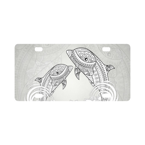 Funny dolphin, mandala design Classic License Plate