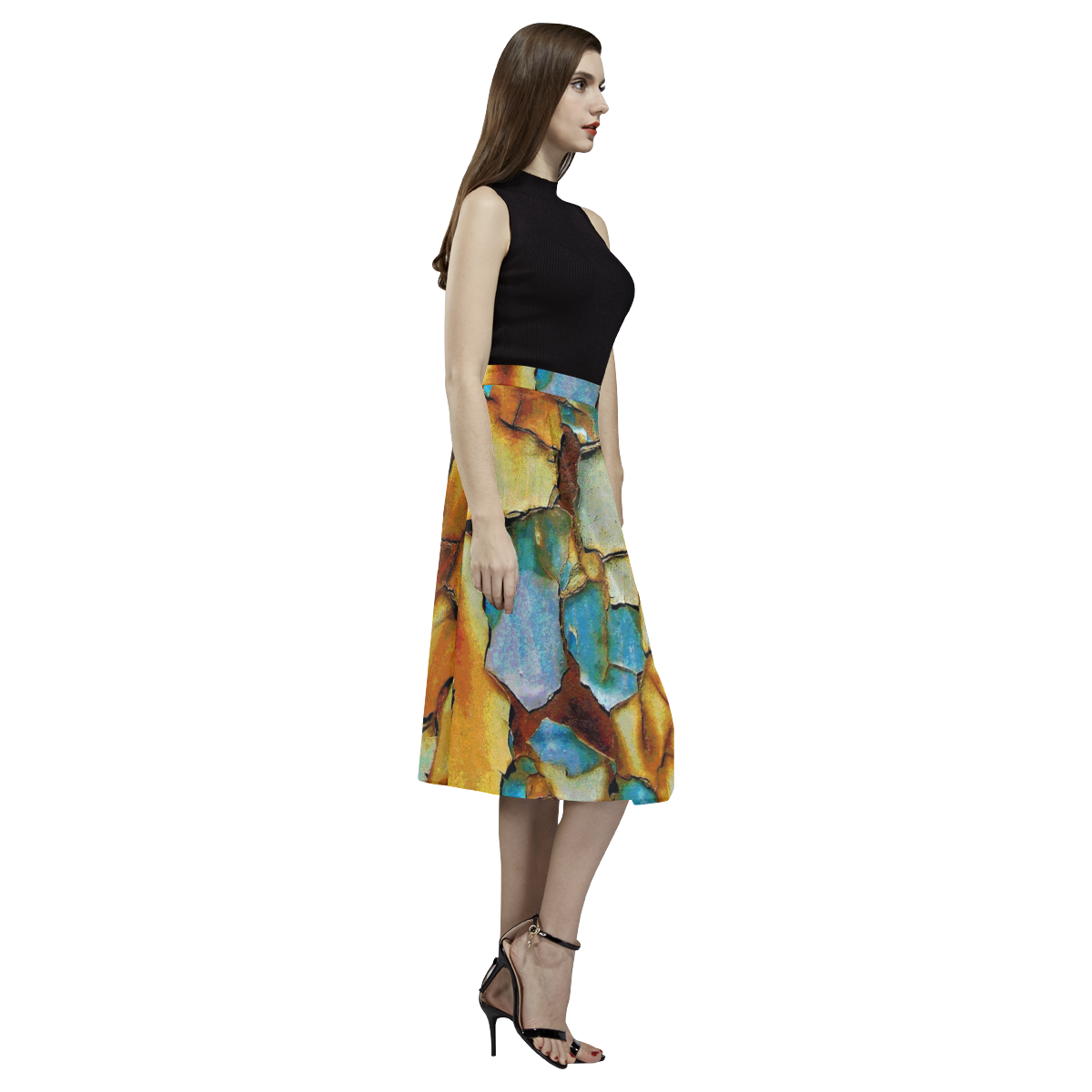 Rusty texture Aoede Crepe Skirt (Model D16)