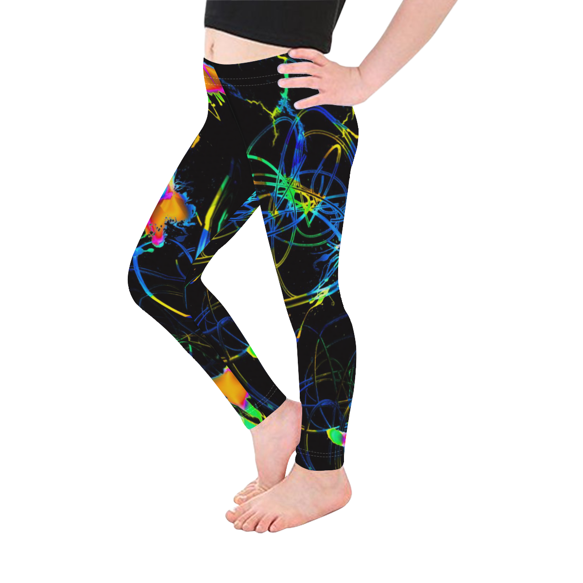 abstract neon fun 11 by JamColors Kid's Ankle Length Leggings (Model L06)