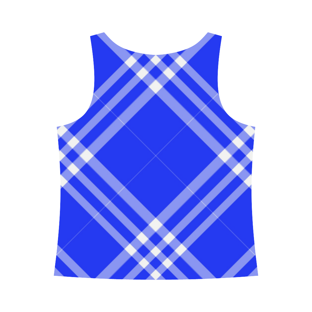 Blue and White Tartan Plaid All Over Print Tank Top for Women (Model T43)