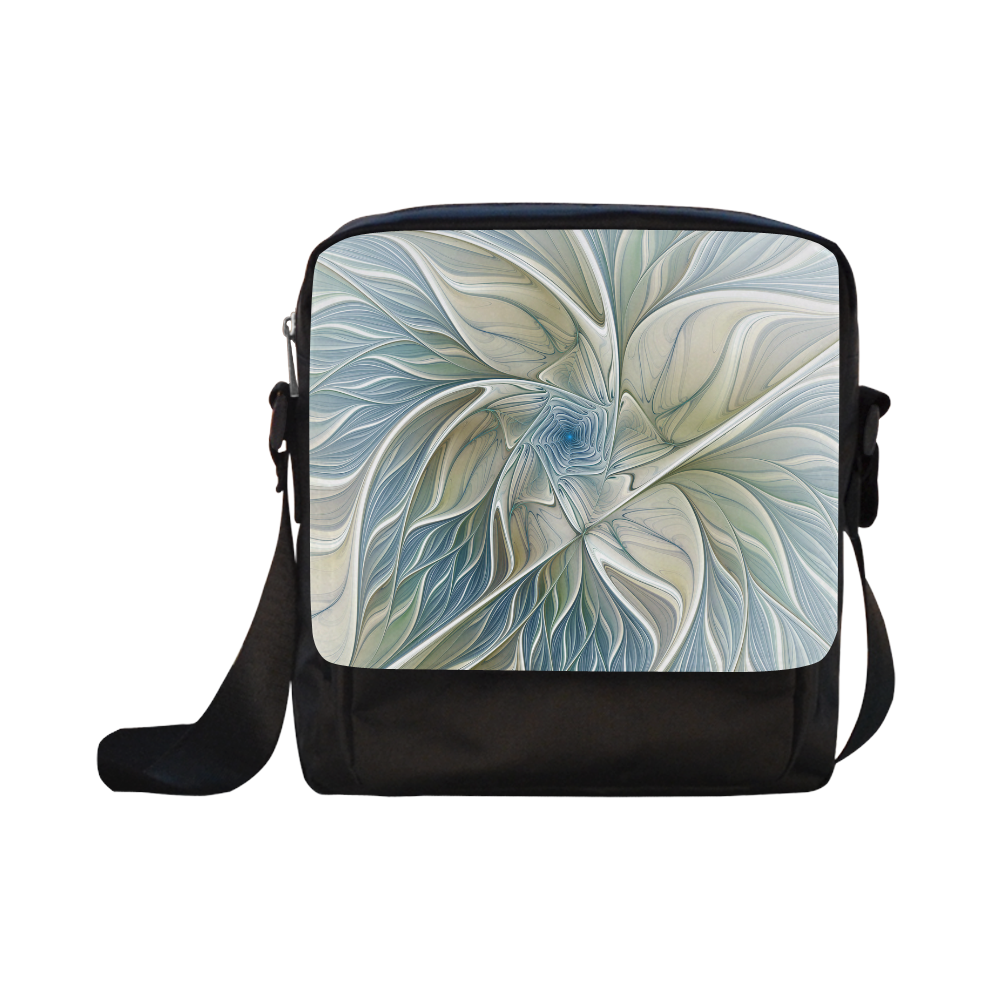 Floral Fantasy Pattern Abstract Blue Khaki Fractal Crossbody Nylon Bags (Model 1633)