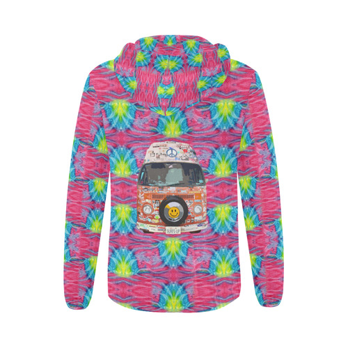 Groovy Hippie Van All Over Print Full Zip Hoodie for Women (Model H14)