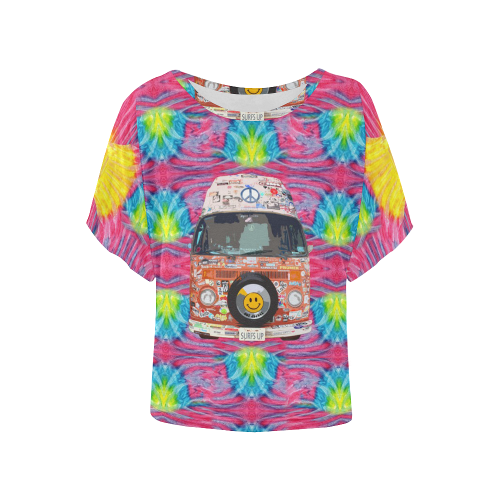 Groovy Hippie Van Women's Batwing-Sleeved Blouse T shirt (Model T44)