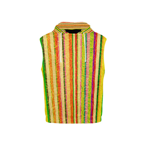 Colorful Stripes on Curls Pattern All Over Print Sleeveless Hoodie for Kid (Model H15)