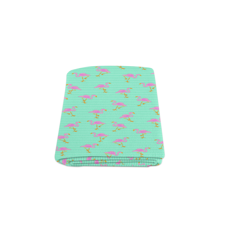 Pink and Green Flamingo Pattern Blanket 50"x60"