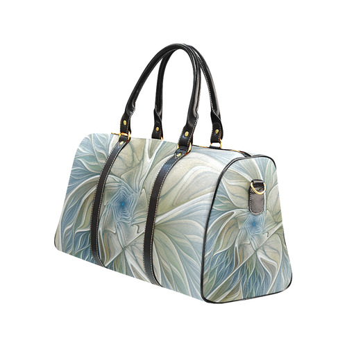 Floral Fantasy Pattern Abstract Blue Khaki Fractal New Waterproof Travel Bag/Small (Model 1639)