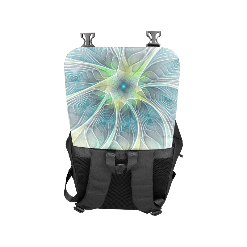 Floral Fantasy Abstract Blue Green Fractal Flower Casual Shoulders Backpack (Model 1623)