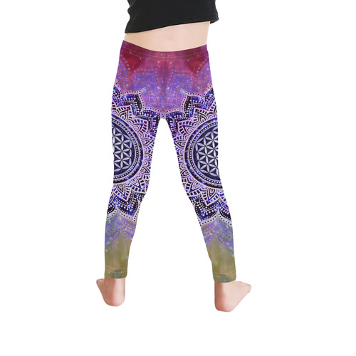 Flower Of Life Lotus Of India Galaxy Colored Kid's Ankle Length Leggings (Model L06)