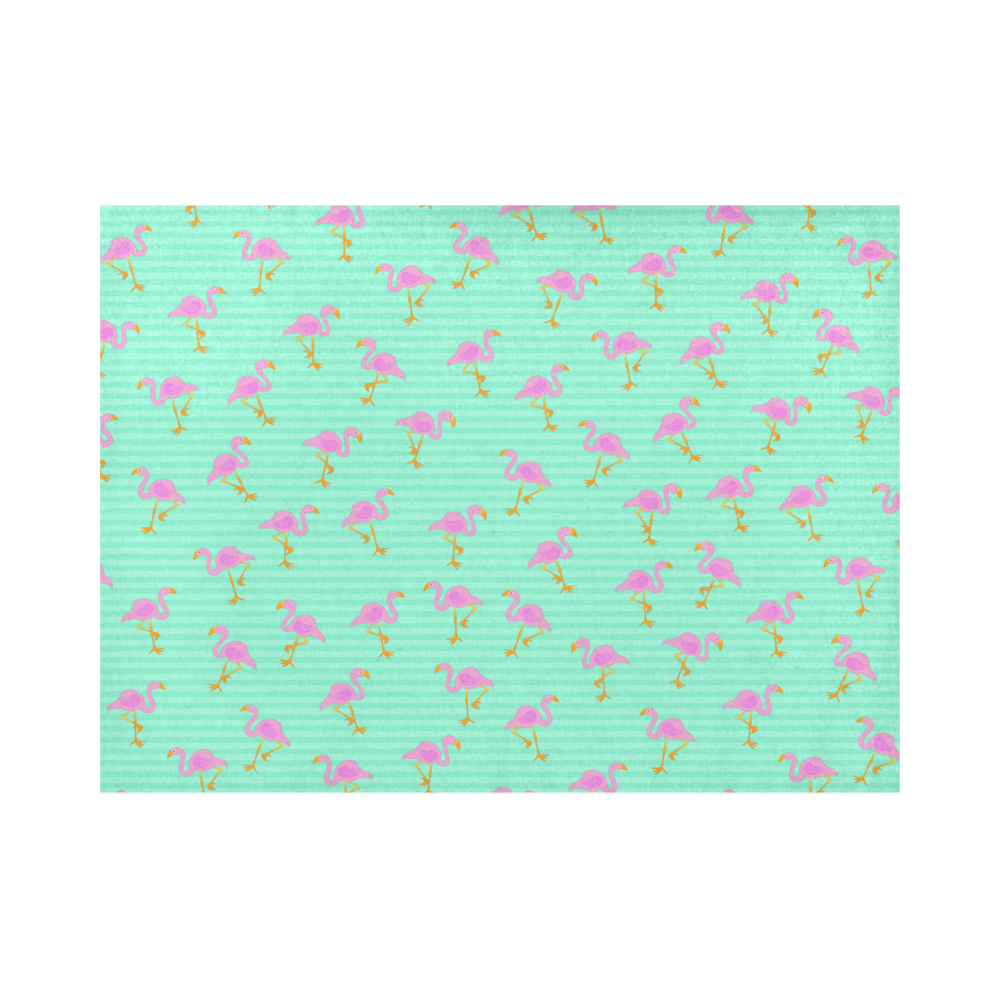 Pink and Green Flamingo Pattern Placemat 14’’ x 19’’ (Set of 6)