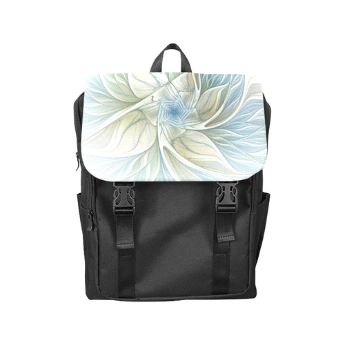 Floral Fantasy Pattern Abstract Blue Khaki Fractal Casual Shoulders Backpack (Model 1623)