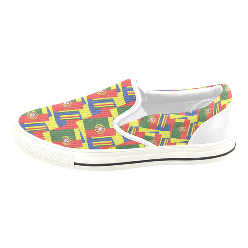 PORTUGAL (ABSTRACT) 2 Women's Slip-on Canvas Shoes/Large Size (Model 019)
