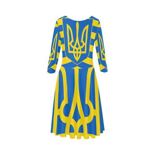 UKRAINE-2 Elbow Sleeve Ice Skater Dress (D20)