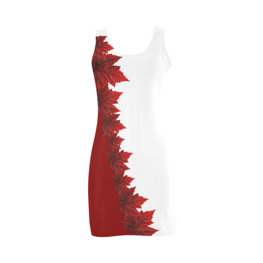 Canada Maple Leaf Dress Fitted White & Red Medea Vest Dress (Model D06)
