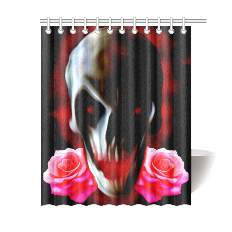 Abstract skull with roses Shower Curtain 60"x72"