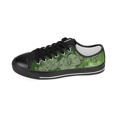 Wonderful green floral design Women's Classic Canvas Shoes (Model 018)