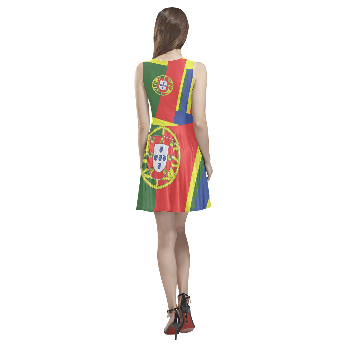 PORTUGAL  ABSTRACT Thea Sleeveless Skater Dress(Model D19)