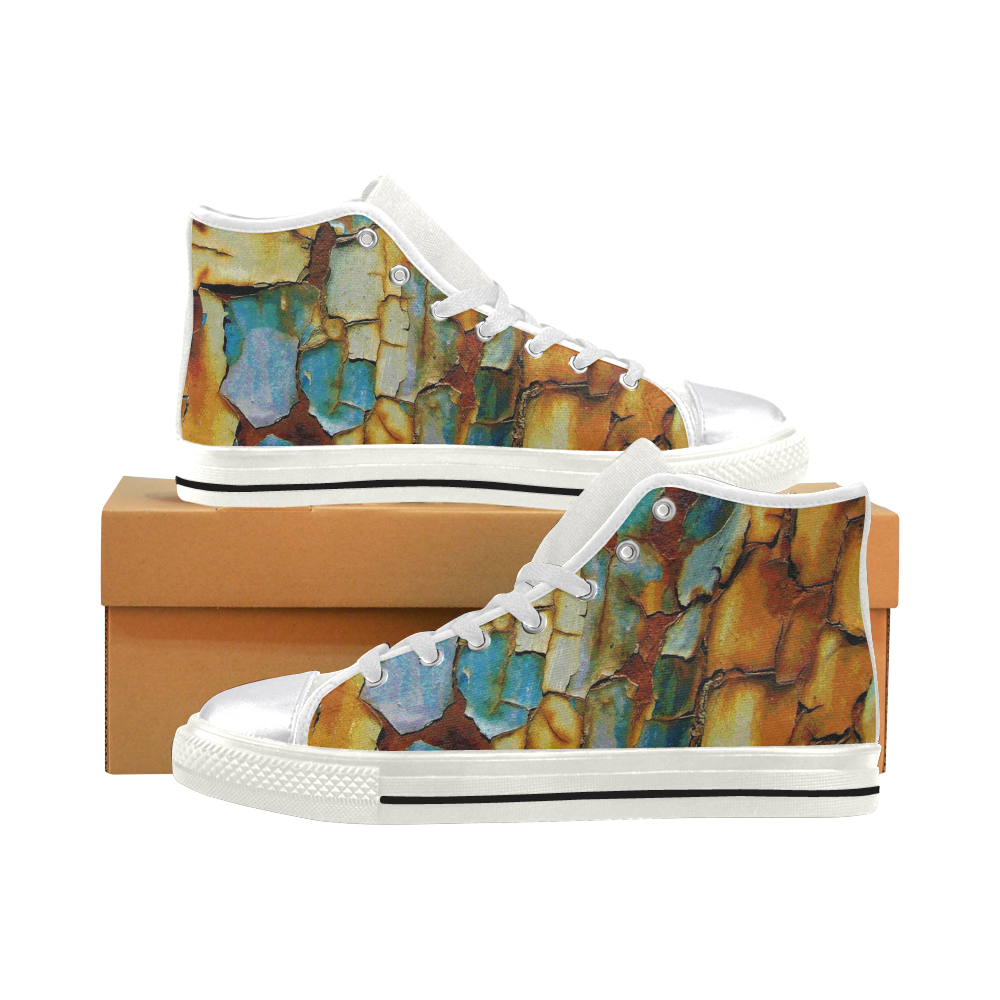 Rusty texture Women's Classic High Top Canvas Shoes (Model 017)