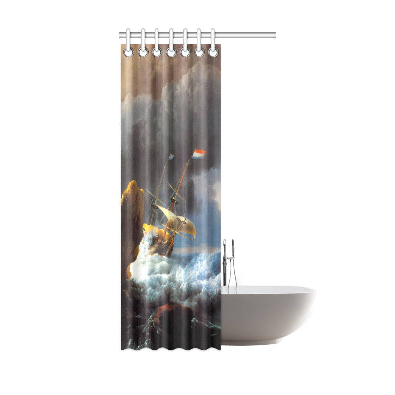 Ships in Distress off a Rocky Coast Shower Curtain 36"x72"