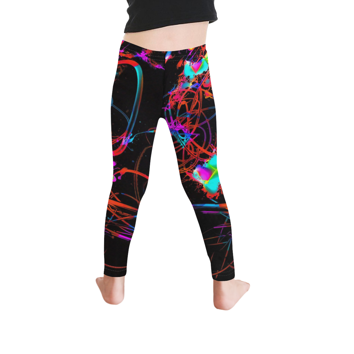 abstract Neon Fun 13 by JamColors Kid's Ankle Length Leggings (Model L06)