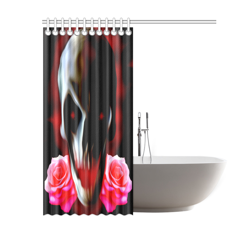 Abstract skull with roses Shower Curtain 60"x72"