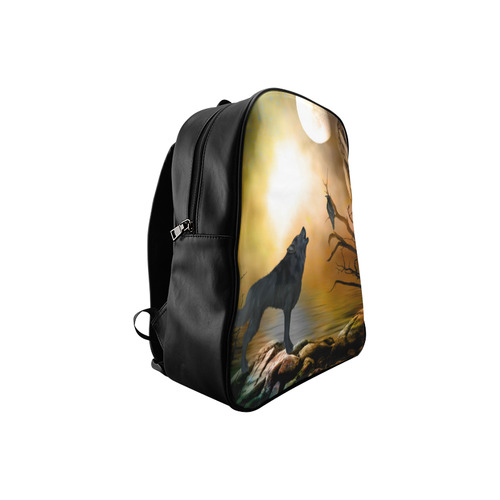 Lonely wolf in the night School Backpack/Large (Model 1601)