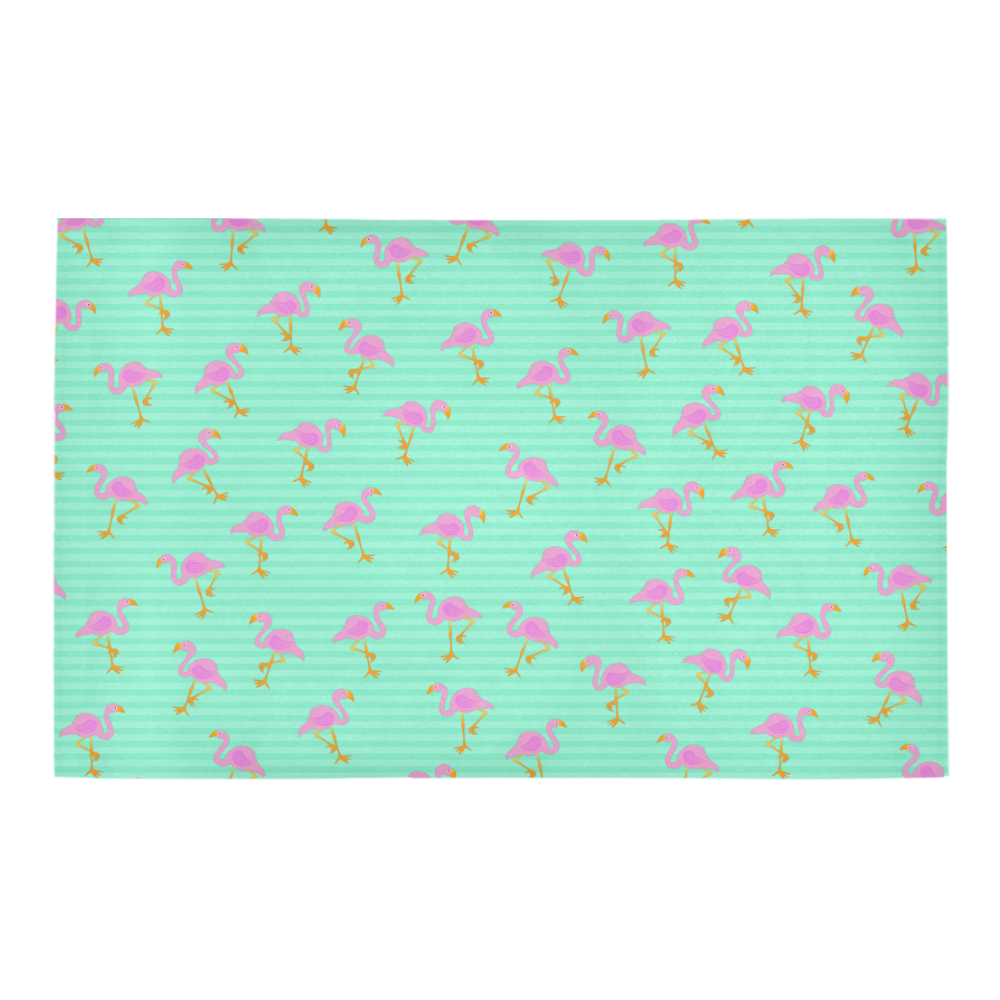 Pink and Green Flamingo Pattern Bath Rug 20''x 32''