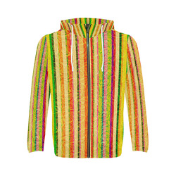 Colorful Stripes on Curls Pattern All Over Print Full Zip Hoodie for Men (Model H14)
