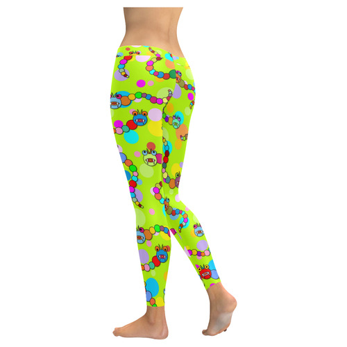 Fantastic Comic Marble Dragon and Polka Dots Women's Low Rise Leggings (Invisible Stitch) (Model L05)