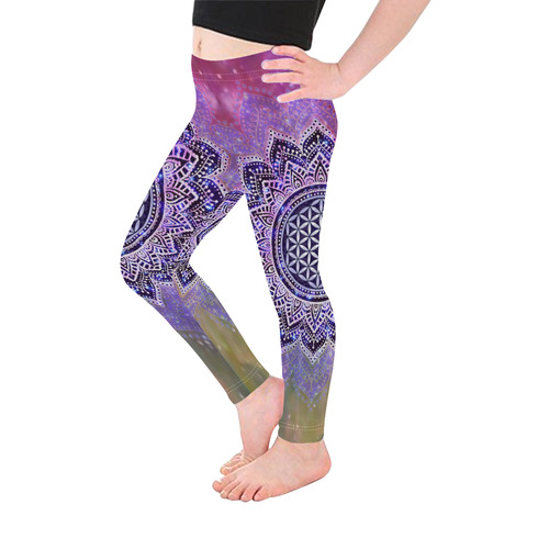 Flower Of Life Lotus Of India Galaxy Colored Kid's Ankle Length Leggings (Model L06)
