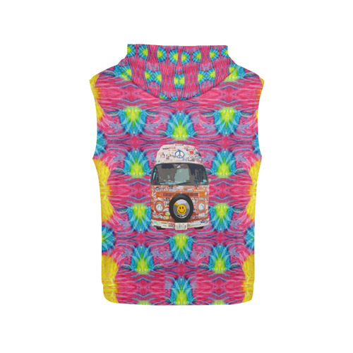 Groovy Hippie Van All Over Print Sleeveless Hoodie for Women (Model H15)
