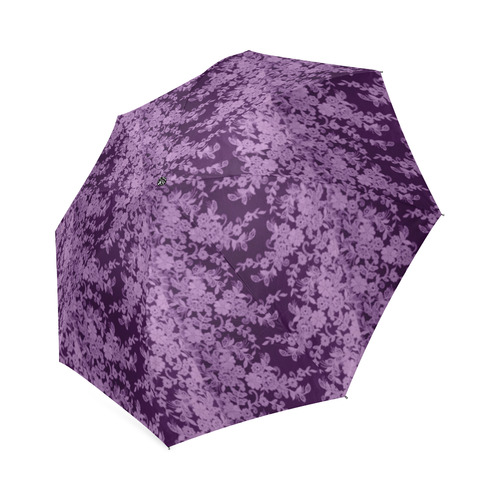 black floral lace pattern Foldable Umbrella (Model U01)