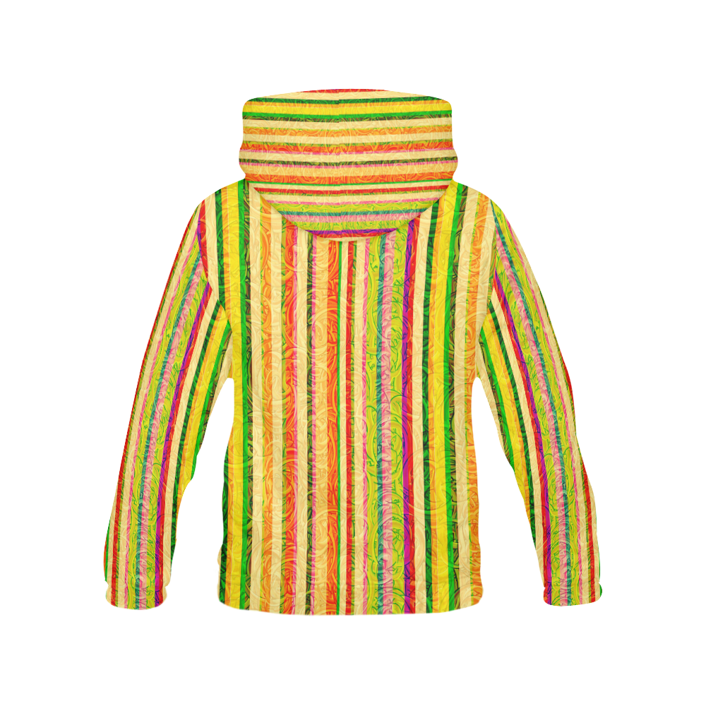 Colorful Stripes on Curls Pattern All Over Print Hoodie for Men (USA Size) (Model H13)