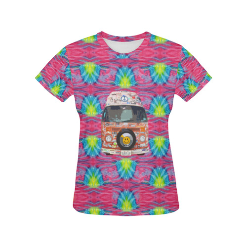 Groovy Hippie Van All Over Print T-Shirt for Women (USA Size) (Model T40)
