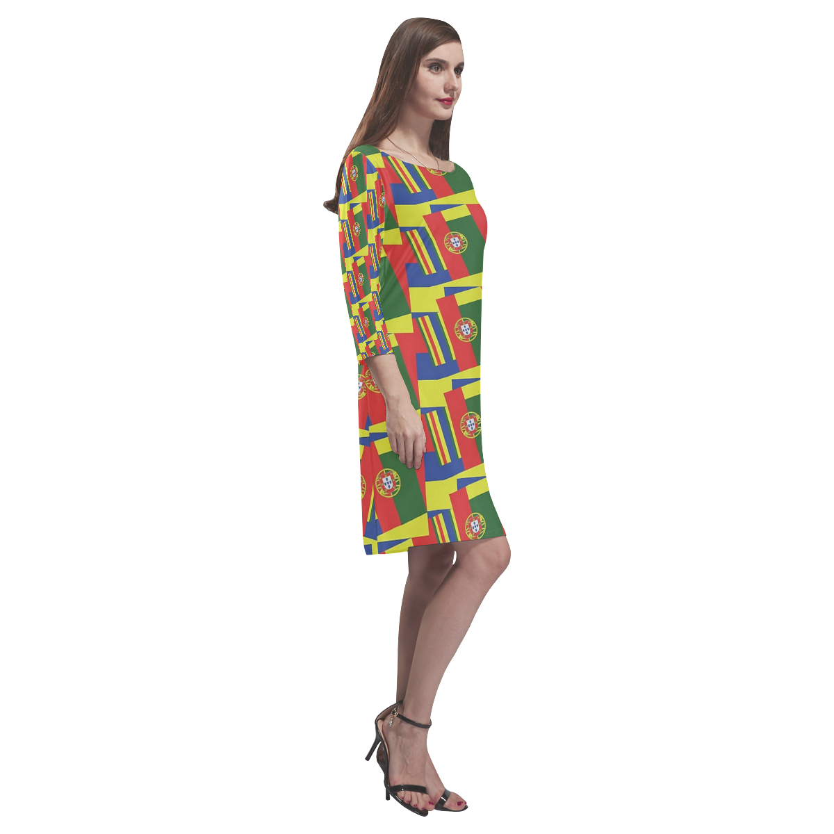 PORTUGAL (ABSTRACT) 2 Rhea Loose Round Neck Dress(Model D22)