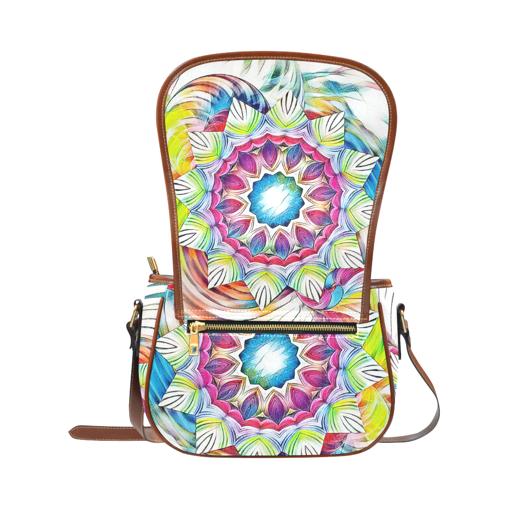 Sunshine Feeling Mandala Saddle Bag/Small (Model 1649) Full Customization