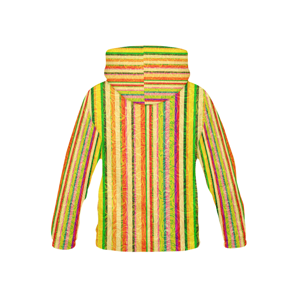 Colorful Stripes on Curls Pattern All Over Print Hoodie for Kid (USA Size) (Model H13)