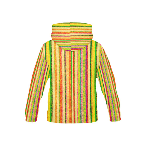 Colorful Stripes on Curls Pattern All Over Print Hoodie for Kid (USA Size) (Model H13)
