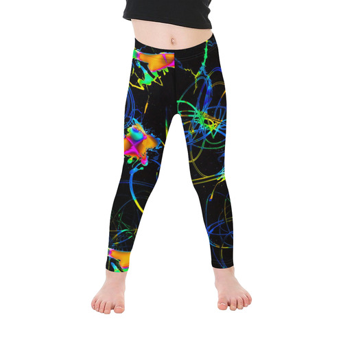 abstract neon fun 11 by JamColors Kid's Ankle Length Leggings (Model L06)