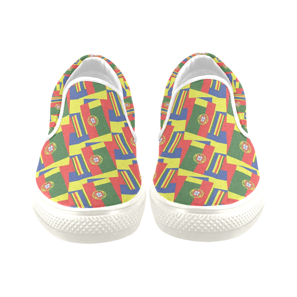 PORTUGAL (ABSTRACT) 2 Women's Slip-on Canvas Shoes/Large Size (Model 019)