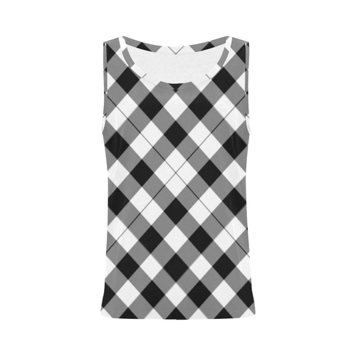 Black and White Tartan Plaid All Over Print Tank Top for Women (Model T43)